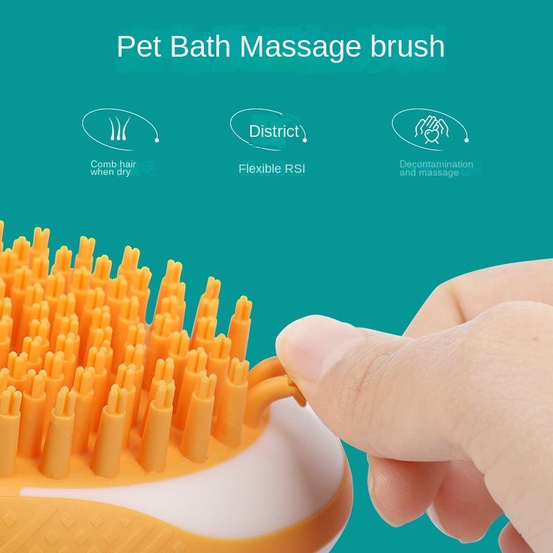 Dog Cat Bath Brush 2-in-1 -  Pet SPA Massage Comb Soft Silicone Pets