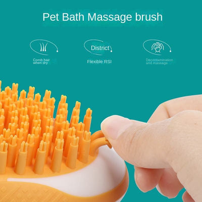 Dog Cat Bath Brush 2-in-1 -  Pet SPA Massage Comb Soft Silicone Pets