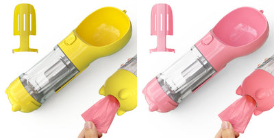 3-in-1 Portable Dog Water Bottle & Feeder - Pet Travel Water Bottle with Bowl & Bag Holder