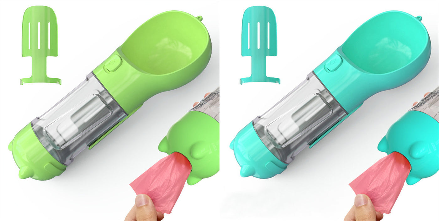 3-in-1 Portable Dog Water Bottle & Feeder - Pet Travel Water Bottle with Bowl & Bag Holder