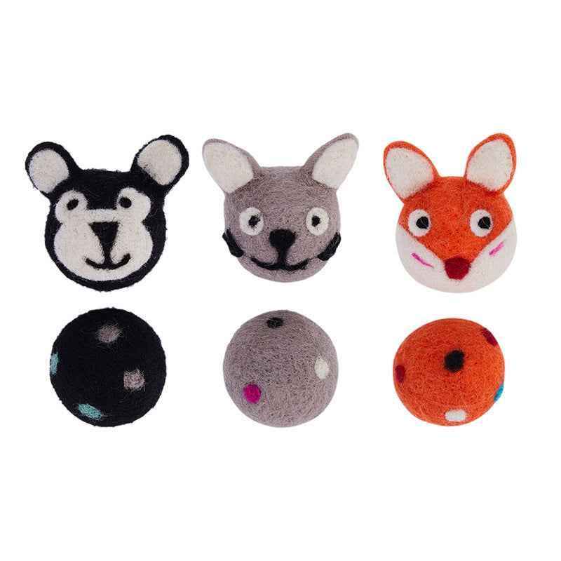 Colorful Felt Cat Toy Ball - Stretchy Fun for Active Pets