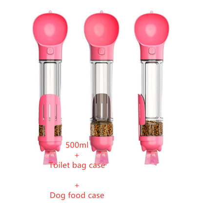 3-in-1 Portable Dog Water Bottle & Feeder - Pet Travel Water Bottle with Bowl & Bag Holder