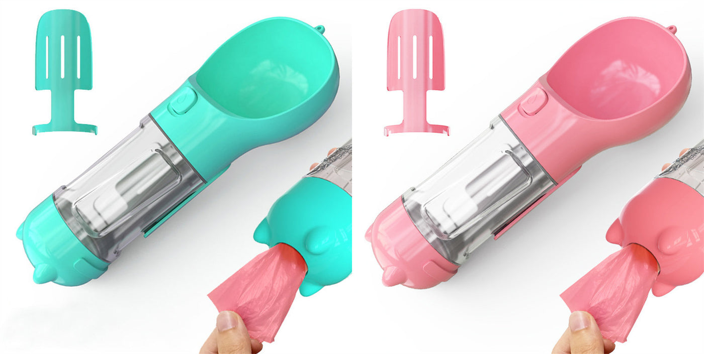 3-in-1 Portable Dog Water Bottle & Feeder - Pet Travel Water Bottle with Bowl & Bag Holder