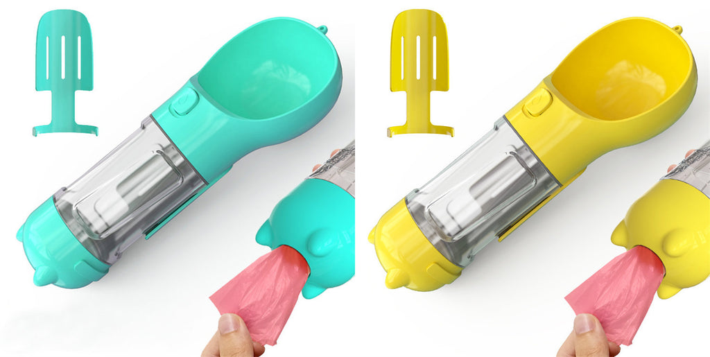 3-in-1 Portable Dog Water Bottle & Feeder - Pet Travel Water Bottle with Bowl & Bag Holder