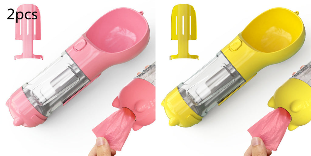 3-in-1 Portable Dog Water Bottle & Feeder - Pet Travel Water Bottle with Bowl & Bag Holder