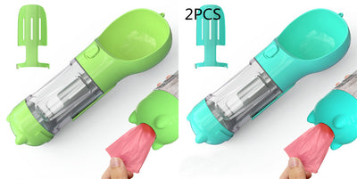 3-in-1 Portable Dog Water Bottle & Feeder - Pet Travel Water Bottle with Bowl & Bag Holder