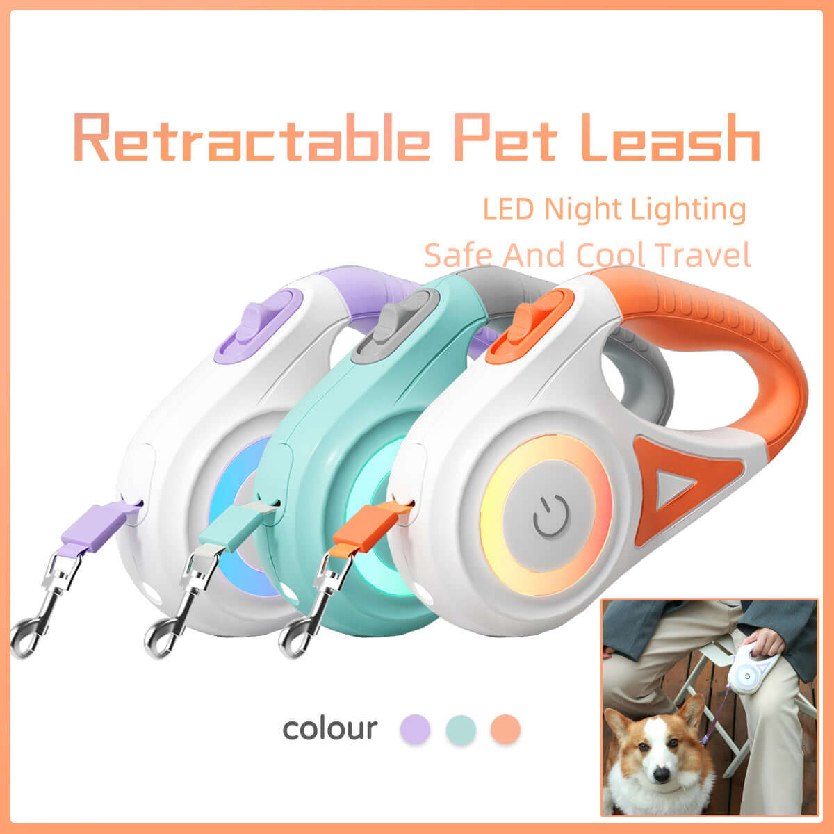 Dog Leash Retractable Leash - Dog Collar Spotlight Automatic