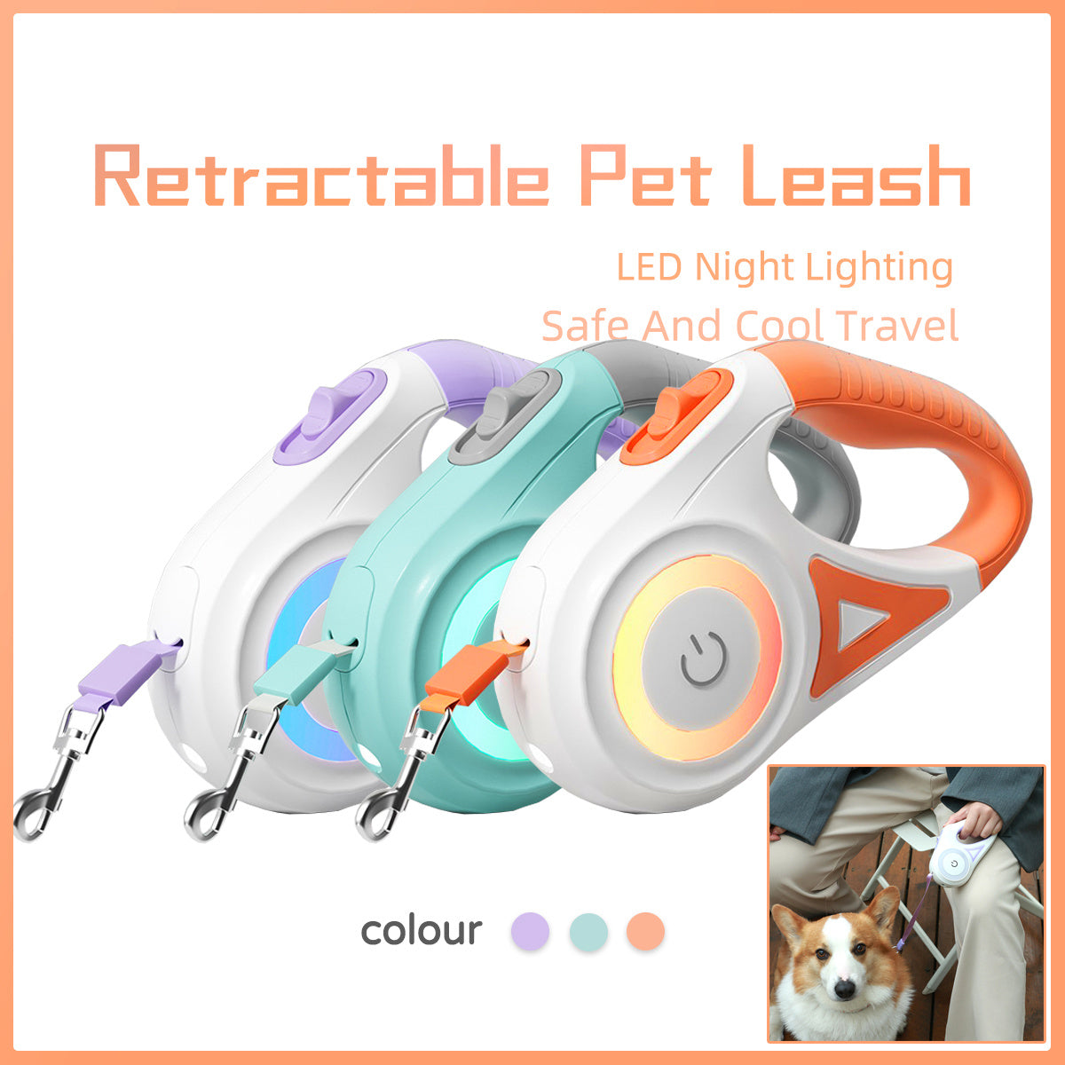 Dog Leash Retractable Leash - Dog Collar Spotlight Automatic