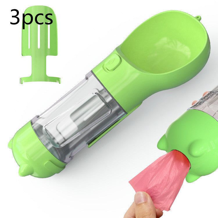 3-in-1 Portable Dog Water Bottle & Feeder - Pet Travel Water Bottle with Bowl & Bag Holder