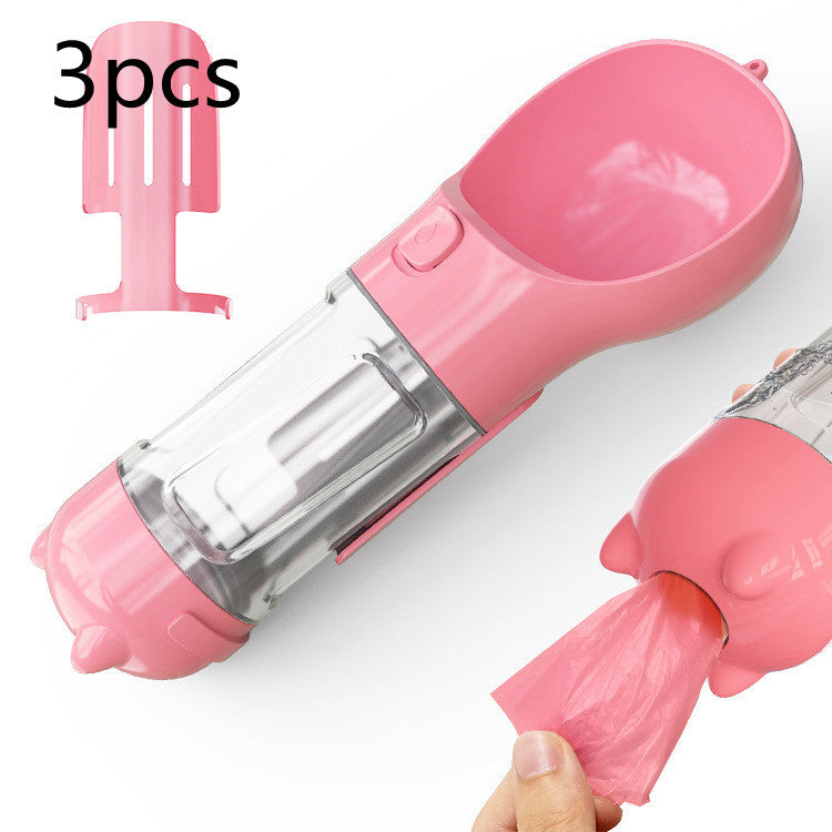 3-in-1 Portable Dog Water Bottle & Feeder - Pet Travel Water Bottle with Bowl & Bag Holder