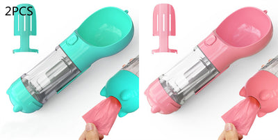 3-in-1 Portable Dog Water Bottle & Feeder - Pet Travel Water Bottle with Bowl & Bag Holder