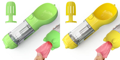 3-in-1 Portable Dog Water Bottle & Feeder - Pet Travel Water Bottle with Bowl & Bag Holder