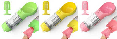 3-in-1 Portable Dog Water Bottle & Feeder - Pet Travel Water Bottle with Bowl & Bag Holder