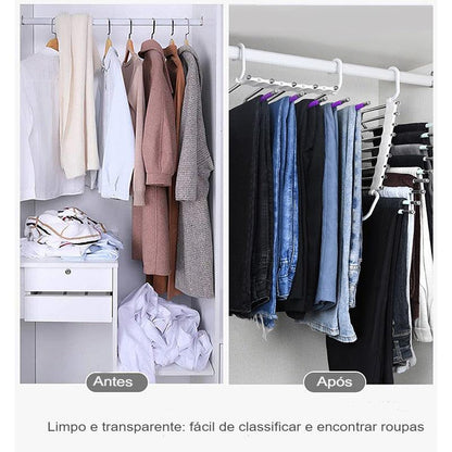 Cabide De Calças Multifuncional, Organizador De Roupas, Rack De Armazenamento De Calça Ajustável - VITOCLEI STORE