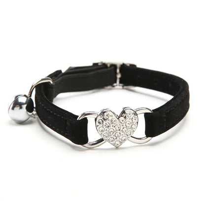 Heart Charm Velvet Cat Collar