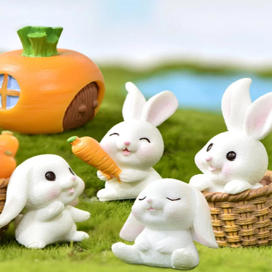 Piece Mini Bunny Figurine Set