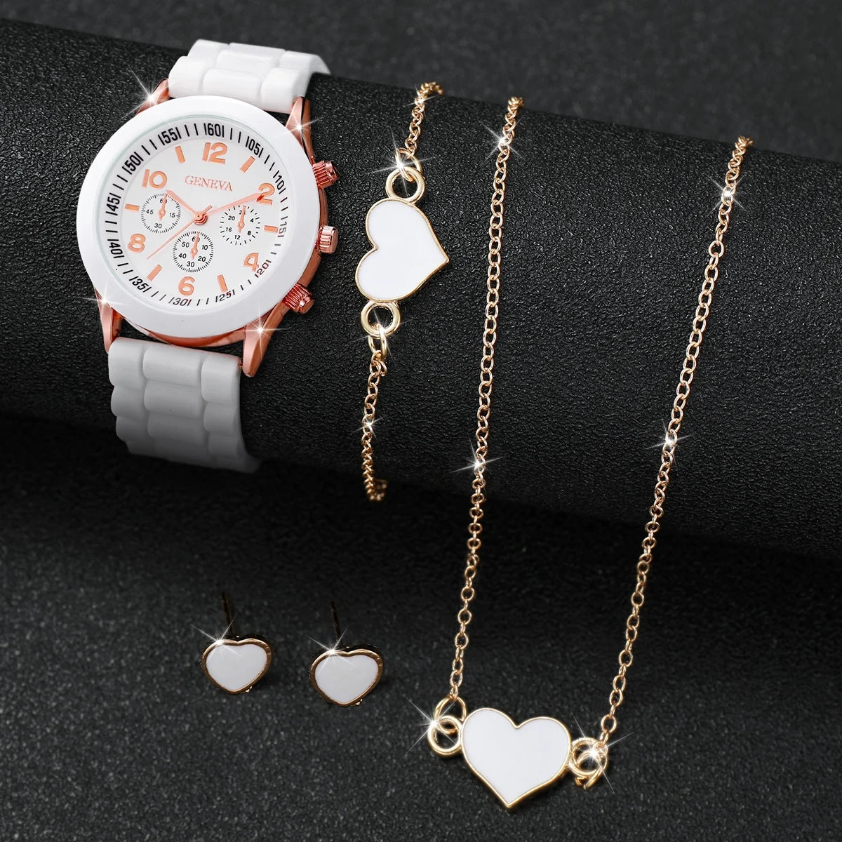 Quartz Watches Heart Jewelry Set