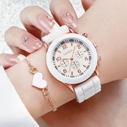 Quartz Watches Heart Jewelry Set