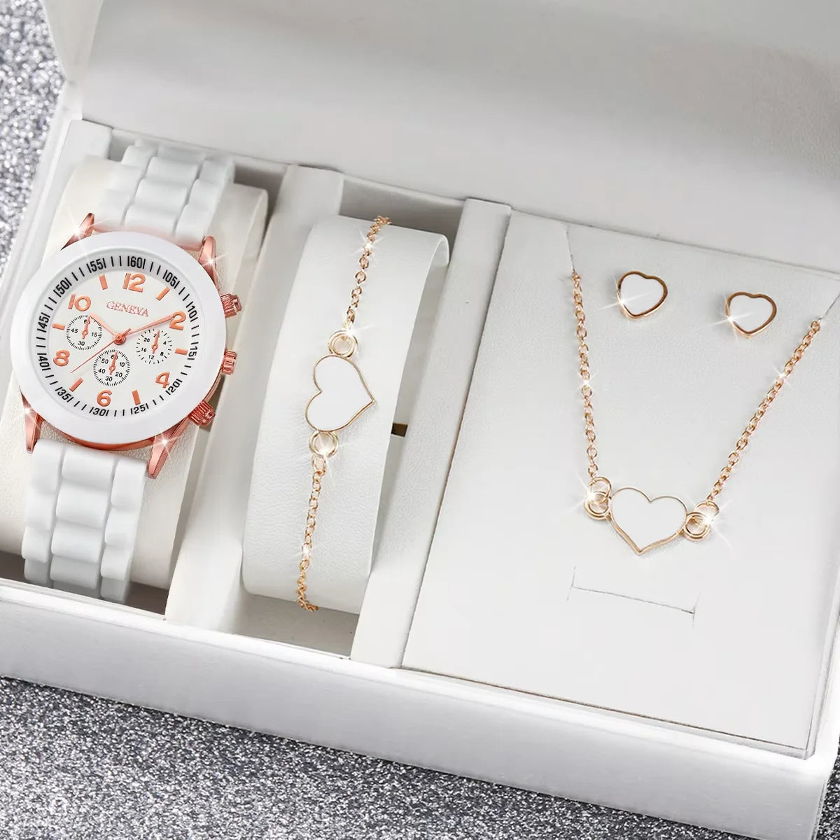 Quartz Watches Heart Jewelry Set