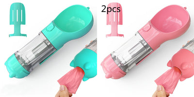 3-in-1 Portable Dog Water Bottle & Feeder - Pet Travel Water Bottle with Bowl & Bag Holder