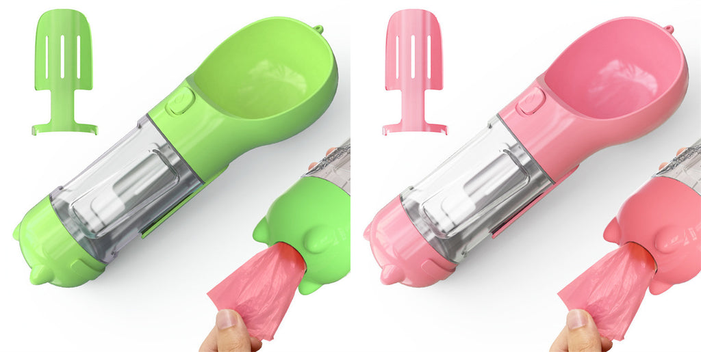 3-in-1 Portable Dog Water Bottle & Feeder - Pet Travel Water Bottle with Bowl & Bag Holder