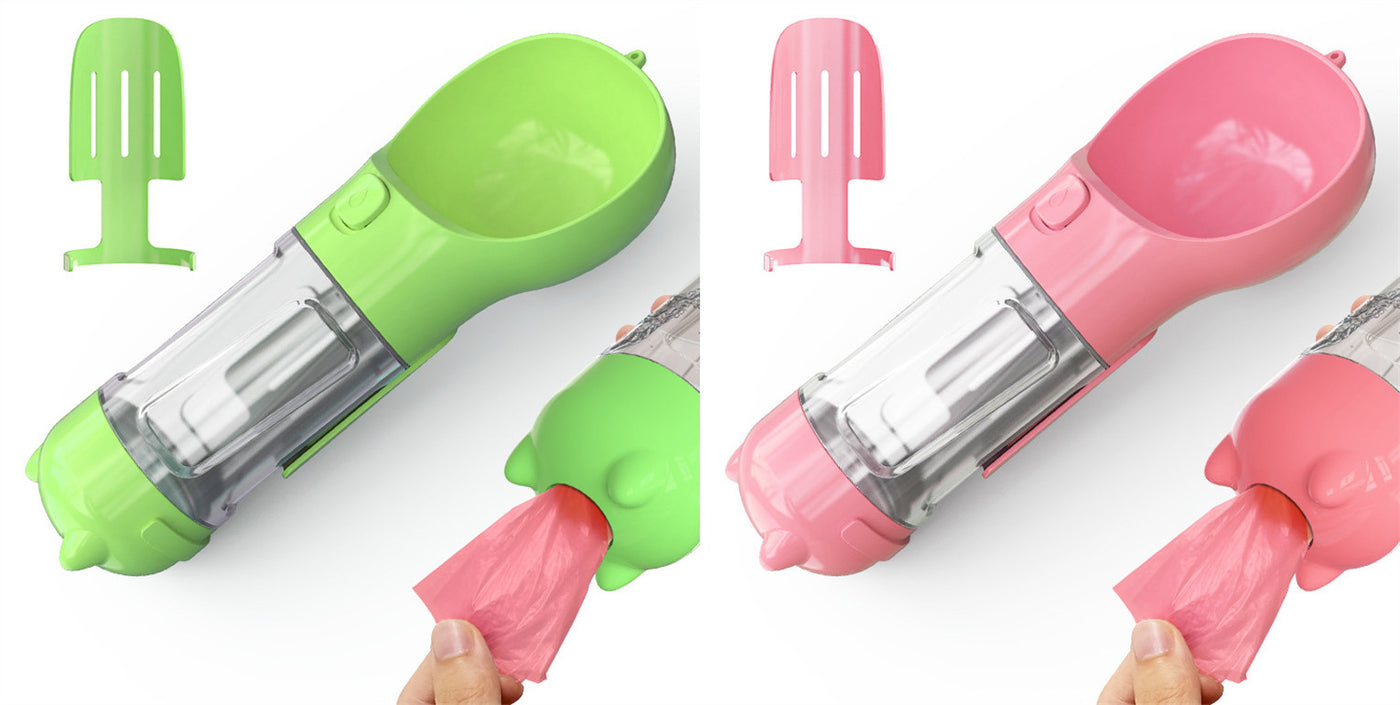 3-in-1 Portable Dog Water Bottle & Feeder - Pet Travel Water Bottle with Bowl & Bag Holder