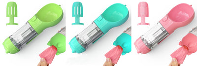 3-in-1 Portable Dog Water Bottle & Feeder - Pet Travel Water Bottle with Bowl & Bag Holder
