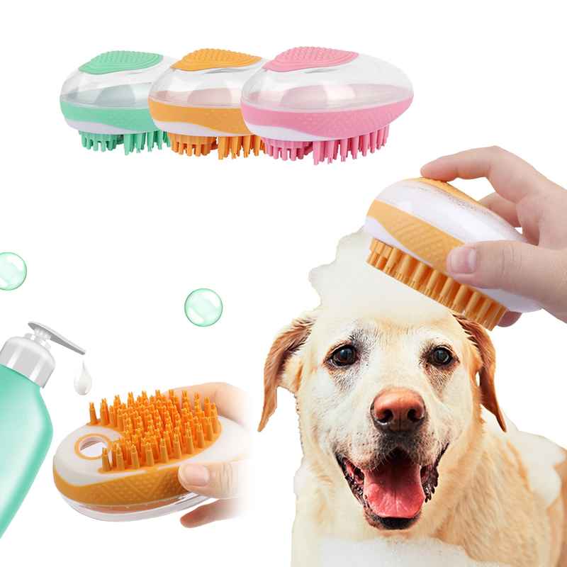 Dog Cat Bath Brush 2-in-1 -  Pet SPA Massage Comb Soft Silicone Pets