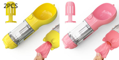 3-in-1 Portable Dog Water Bottle & Feeder - Pet Travel Water Bottle with Bowl & Bag Holder
