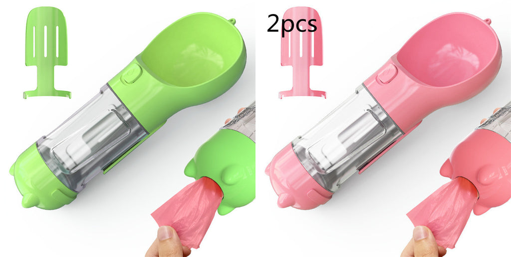 3-in-1 Portable Dog Water Bottle & Feeder - Pet Travel Water Bottle with Bowl & Bag Holder