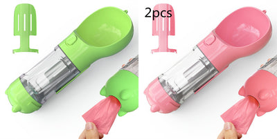 3-in-1 Portable Dog Water Bottle & Feeder - Pet Travel Water Bottle with Bowl & Bag Holder