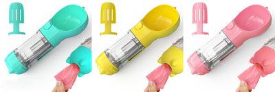 3-in-1 Portable Dog Water Bottle & Feeder - Pet Travel Water Bottle with Bowl & Bag Holder