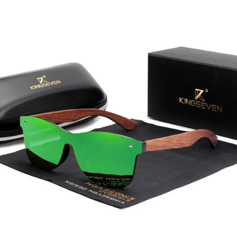 KINGSEVEN® - Óculos de Sol com Lente Polarizada e Hastes em Acetato Madeira - LANÇAMENTO - TENDÊNCIA - VITOCLEI STORE