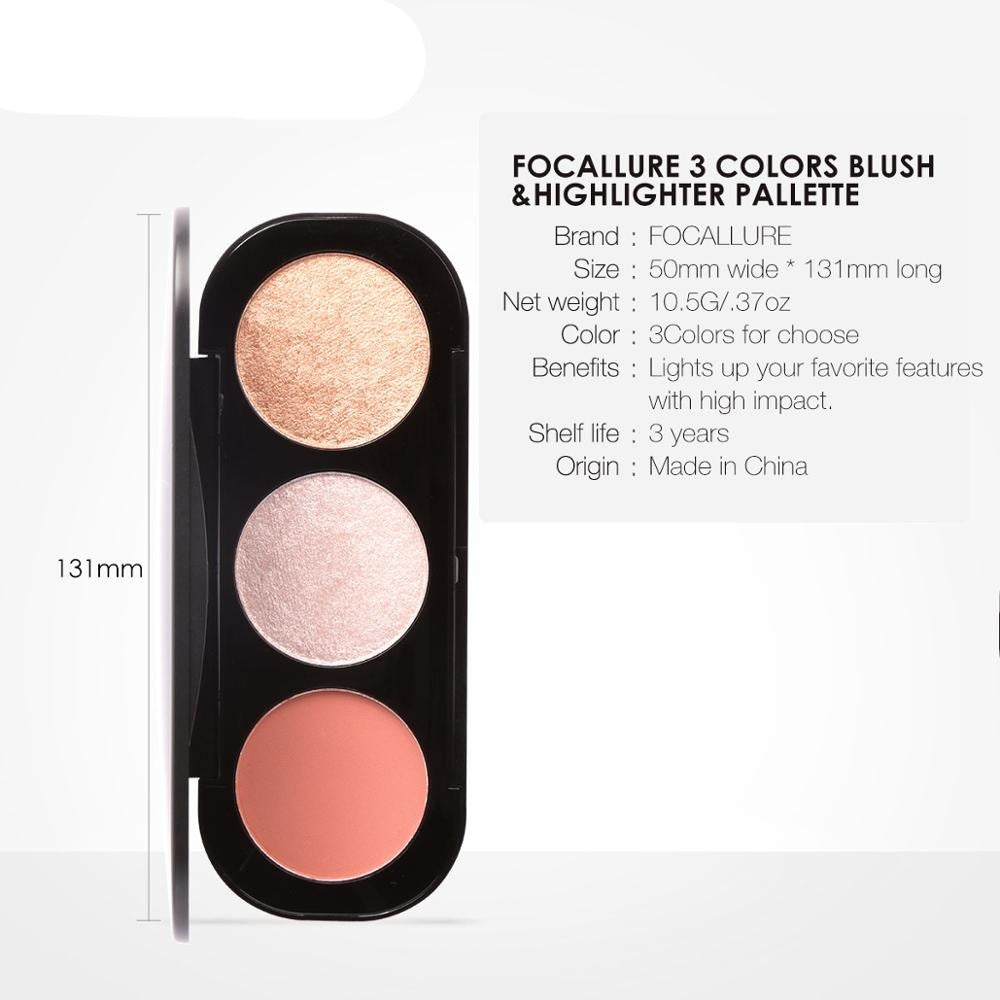 Paleta de Iluminador Focallure - 3 Cores - VITOCLEI STORE