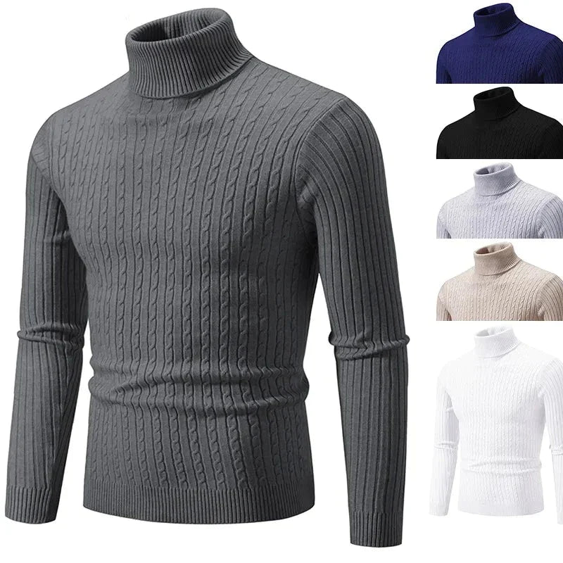 New Men's High Neck Sweater Solid Color - VITOCLEI STORE