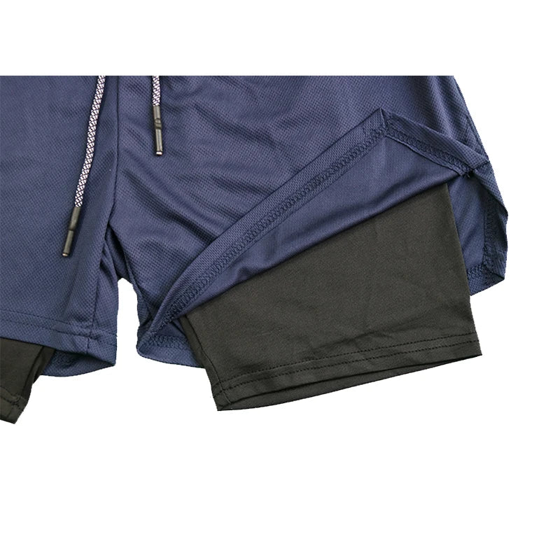 Men's Double Layer Fitness Shorts - VITOCLEI STORE